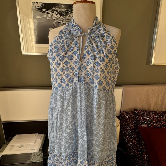 Vineyard Vines 100% Cotton Light Flowy Maxi Dress Floral Geometric Summer SMALL - Picture 7 of 12
